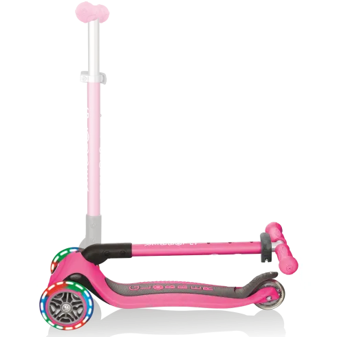 Monopattino a 3 Ruote Bambini Rosa Neon Pieghevole Luci LED 50 kg