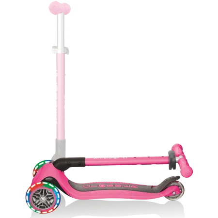 Monopattino a 3 Ruote Bambini Rosa Neon Pieghevole Luci LED 50 kg
