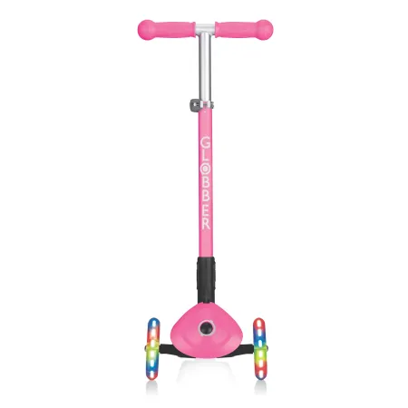 Monopattino a 3 Ruote Bambini Rosa Neon Pieghevole Luci LED 50 kg