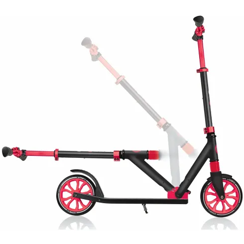 Monopattino per Bambini 8+ Nero Rosso con Ruote Grandi Fino a 100 kg