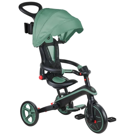 Triciclo Pieghevole 4 in 1 per Bambini Verde Oliva con Ruote EVA
