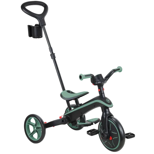 Triciclo Pieghevole 4 in 1 per Bambini Verde Oliva con Ruote EVA