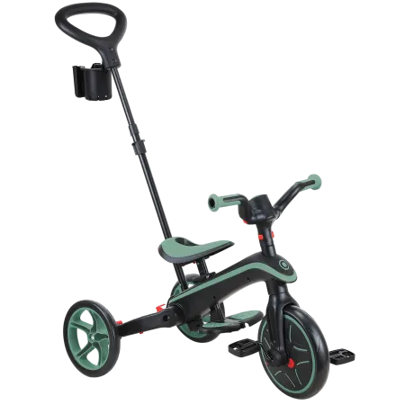 Triciclo Pieghevole 4 in 1 per Bambini Verde Oliva con Ruote EVA
