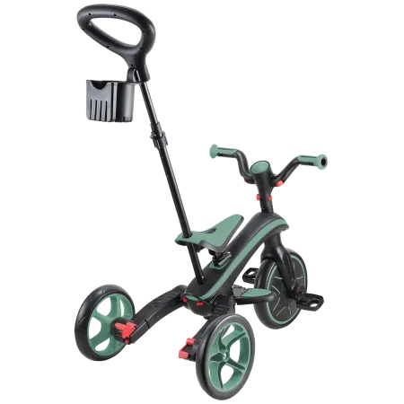 Triciclo Pieghevole 4 in 1 per Bambini Verde Oliva con Ruote EVA