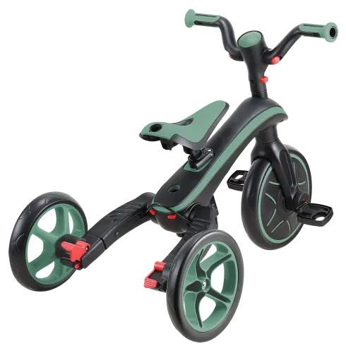 Triciclo Pieghevole 4 in 1 per Bambini Verde Oliva con Ruote EVA