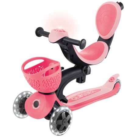 Monopattino Evolutivo per Bambini 3 in 1 Rosa con Luci LED 50kg