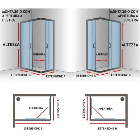 Box Doccia Cristallo 4 mm Angolare Ante Scorrevoli 80x80 cm Quadrato