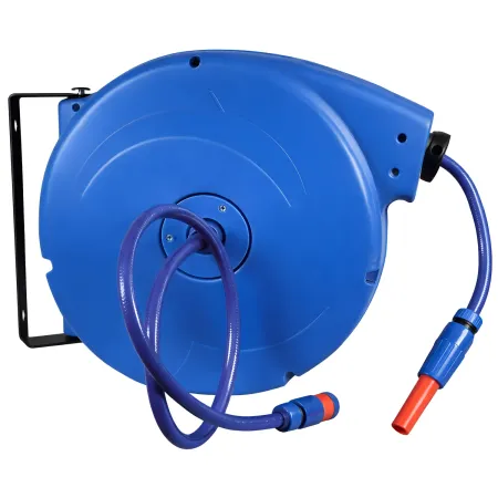 Avvolgitubo da Giardino Automatico 20m Blu da Parete Lancia Inclusa