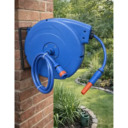 Avvolgitubo da Giardino Automatico 20m Blu da Parete Lancia Inclusa