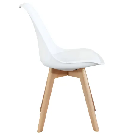 Sedia Bianca Cucina Sala da Pranzo Studio Gambe in Legno Moderna