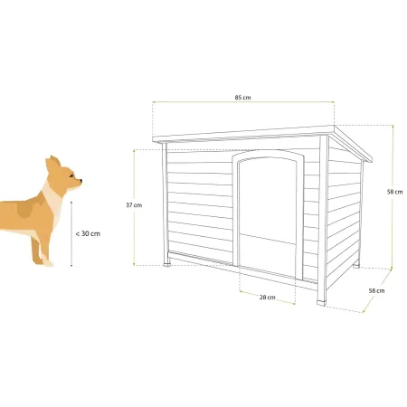 Cuccia per Cani Taglia Media Legno da Esterno Giardino Tetto Apribile
