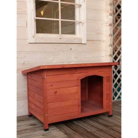 Cuccia per Cani Taglia Media Legno da Esterno Giardino Tetto Apribile