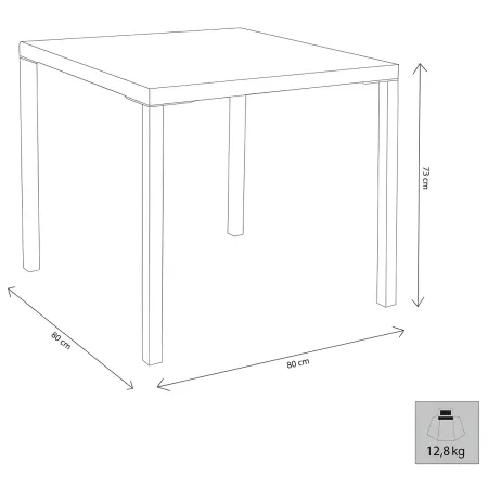 Tavolo Impilabile in Acciaio Bianco da Giardino Quadrato 80x80 cm