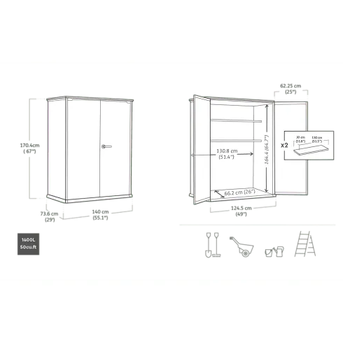 Armadio Porta Attrezzi Keter 1400L Resina Finitura Legno UV da Esterno
