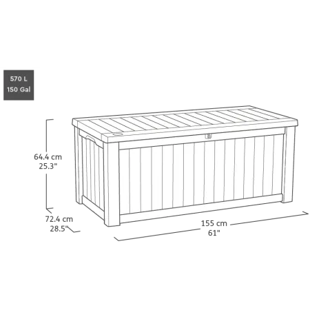 Baule Contenitore Keter 570L in Resina Effetto Legno Noce da Esterno