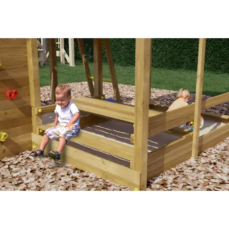Parco Giochi in Legno Casetta Piattaforme Scivolo Altalena Sabbiera