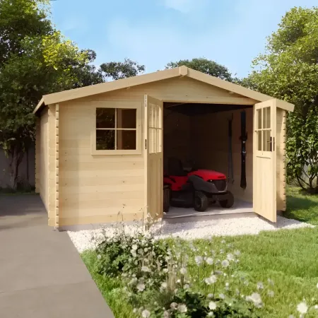 Casetta in Legno da Giardino 4x3 Doppia Porta Block-House 34mm