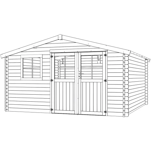 Casetta in Legno Trattato 34mm da Giardino 4x4 Doppia Porta Block-House