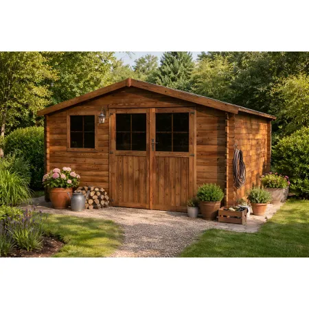 Casetta in Legno Trattato 34mm da Giardino 4x4 Doppia Porta Block-House