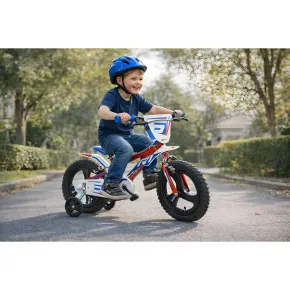 Bicicletta Rotelle per Bambini 16" Gomme Gonfiabili 2 Freni Blu Rosso 2