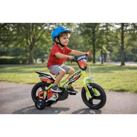 Bicicletta per Bambini 12" con 1 Freno Rotelle 3 4 5 anni Giallo Rosso