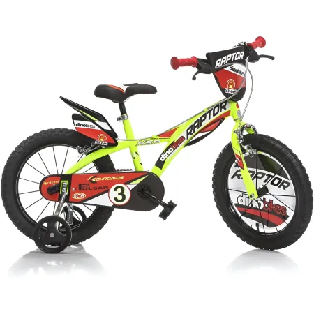 Bicicletta per Bambini 14" Freni Doppi Rotelle in Acciaio Giallo Rosso