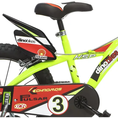 Bicicletta per Bambini 16" Freni Doppi Rotelle in Acciaio Giallo Rosso