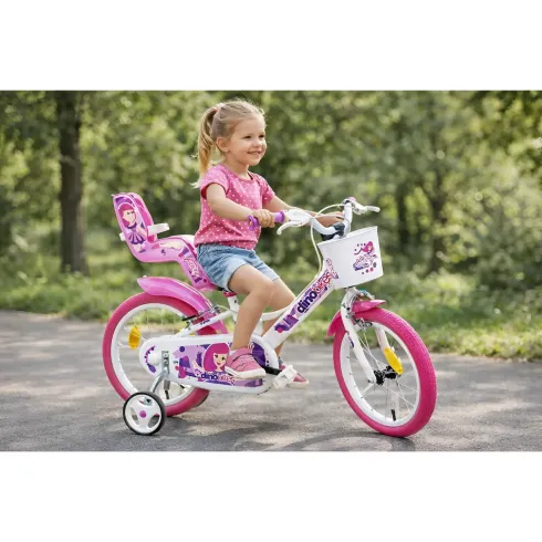 Bicicletta Rotelle per Bambine 16" Fairy Bianco Telaio Acciaio 2 Freni