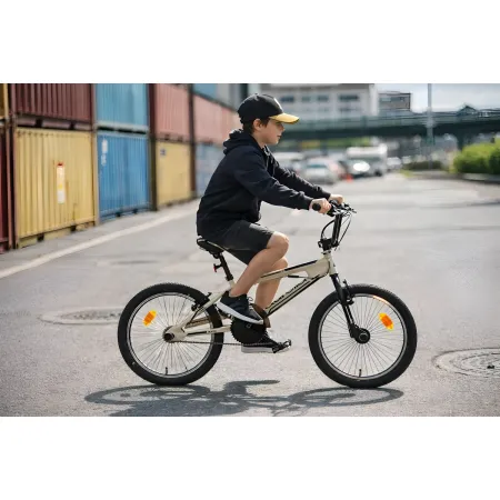 Bicicletta Freestyle 20" Nero Beige per Bambini Ragazzi Acciaio Hi-Ten