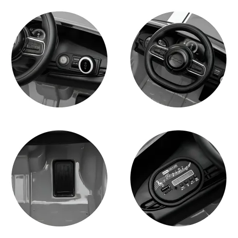 Auto Elettrica per Bambini Fiat 500 12V Bianco Telecomando e Fari LED