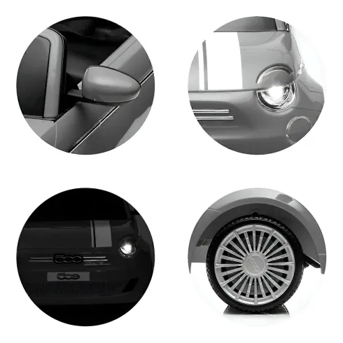 Auto Elettrica per Bambini Fiat 500 12V Bianco Telecomando e Fari LED