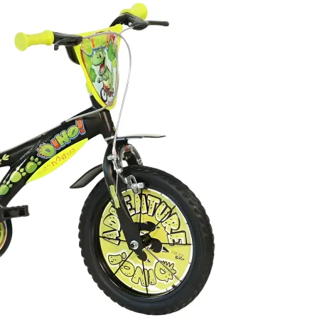 Bicicletta Rotelle per Bambini 14" Dinosaur T-Rex Nero Doppio Freno