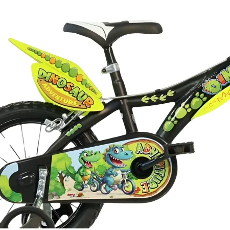 Bicicletta Rotelle per Bambini 16" Dinosaur T-Rex Nero Doppio Freno