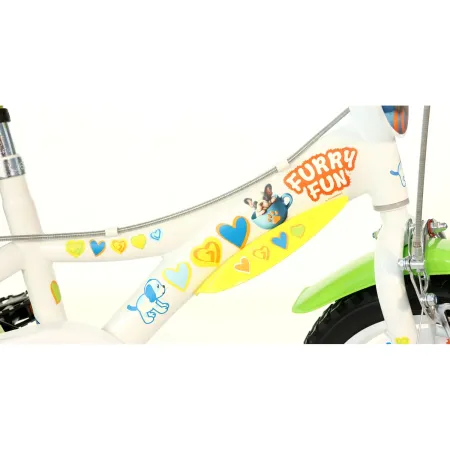 Bicicletta Rotelle per Bambini 14" Furry Fun Bianco Porta Borraccia