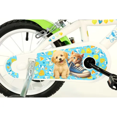 Bicicletta Rotelle per Bambini 16" Furry Fun Bianco Porta Borraccia