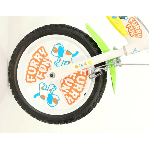 Bicicletta Rotelle per Bambini 16" Furry Fun Bianco Porta Borraccia