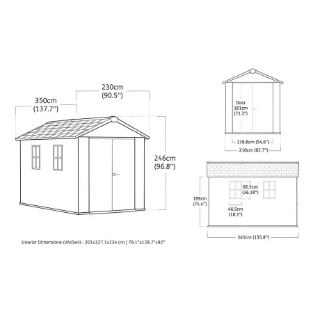 Keter Newton Plus Casetta da Giardino 230x350 PVC Effetto Legno 2 Ante