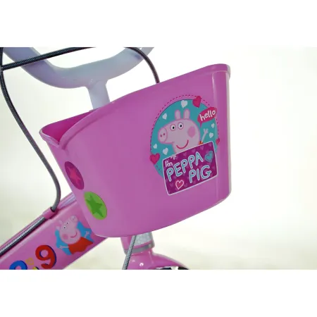 Bicicletta Rotelle 14" per Bambine Peppa Pig Rosa Cestino Seggiolino