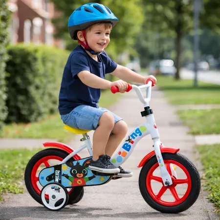 Bicicletta Rotelle Bing 10" per Bambini Bianco Senza Freni Gomme EVA