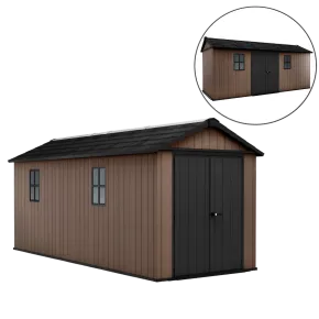 Keter Newton Plus Casetta da Giardino 230x539 PVC Effetto Legno 2 Ante