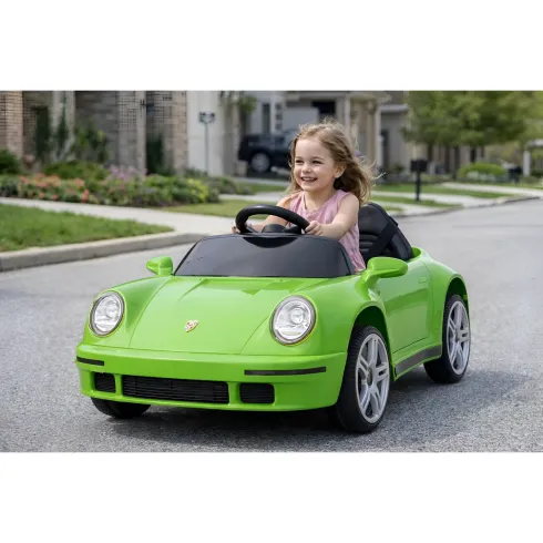 Auto Elettrica per Bambini Verde Porsche Tuning Ruf Telecomando e LED