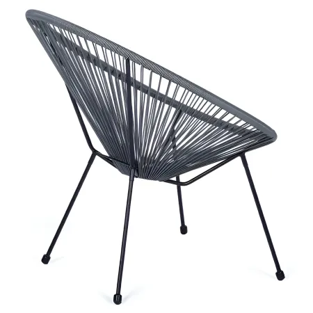 Poltrona da Esterno Intrecciata Struttura Acciaio Grigio Effetto Rattan