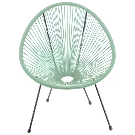 Poltrona da Esterno Intrecciata Struttura Acciaio Verde Effetto Rattan