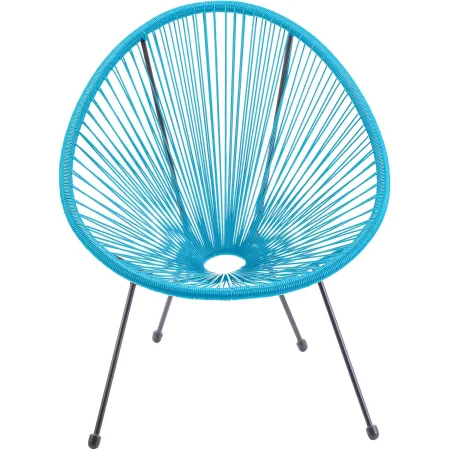 Poltrona da Esterno Intreccio Effetto Rattan Struttura Acciaio Azzurro
