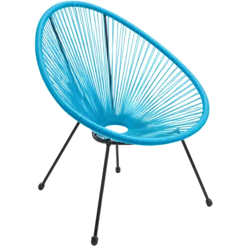 Poltrona da Esterno Intreccio Effetto Rattan Struttura Acciaio Azzurro