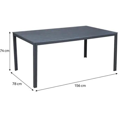 Tavolo Rettangolare 156x78 Acciaio Antracite Effetto Legno da Esterno
