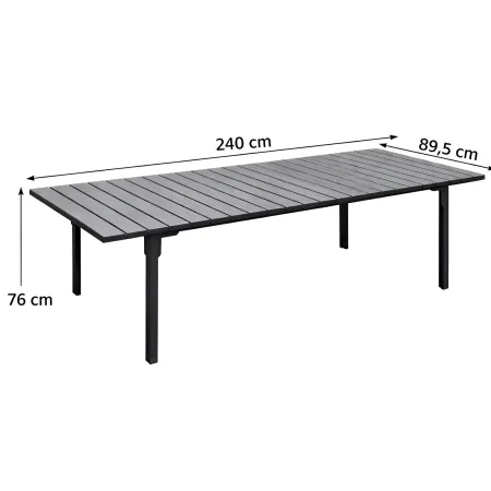 Tavolo Allungabile 180/240 Acciaio Antracite Effetto Legno da Esterno