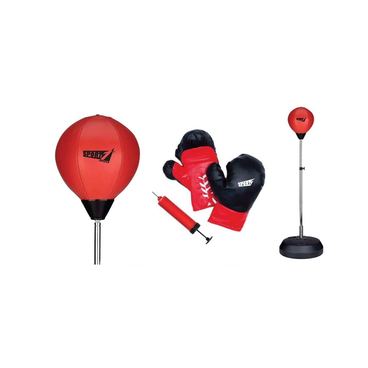 Pompa Relaxdays Set Boxe Bambini con Punching Ball e guantoni Altezza Regolabile Fino a 118 cm 78-118 cm Rosso 