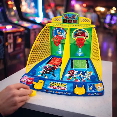 Gioco Arcade da Tavolo per Bambini Sonic Basket Elettronico Luci Suoni