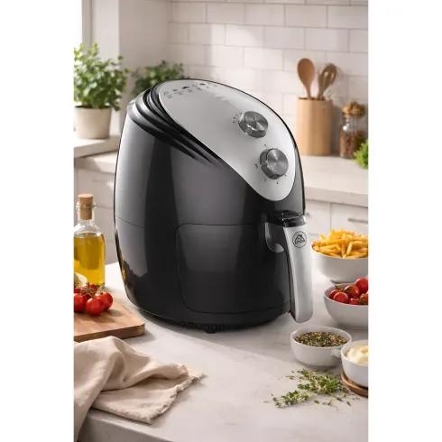 Friggitrice ad Aria 2,5L 1500W Nero Termostato Regolabile Antiaderente